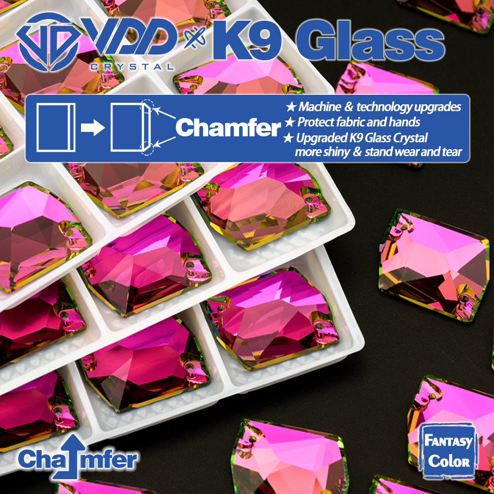 VDD Cosmic 17x21mm 15Pcs Rose Pulse Color Top Quality K9 Glass Sew on Rhinestone Sewing Crystal Flatback Garment Decorations