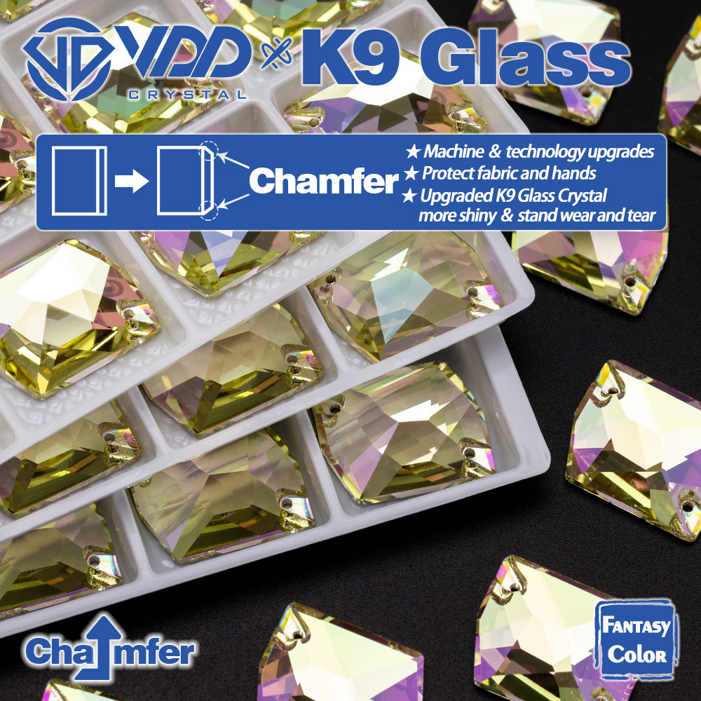 VDD Cosmic 17x21mm 15Pcs Glimmer Color Top Quality K9 Glass Sew on Rhinestone Sewing Crystal Flatback Garment Decorations