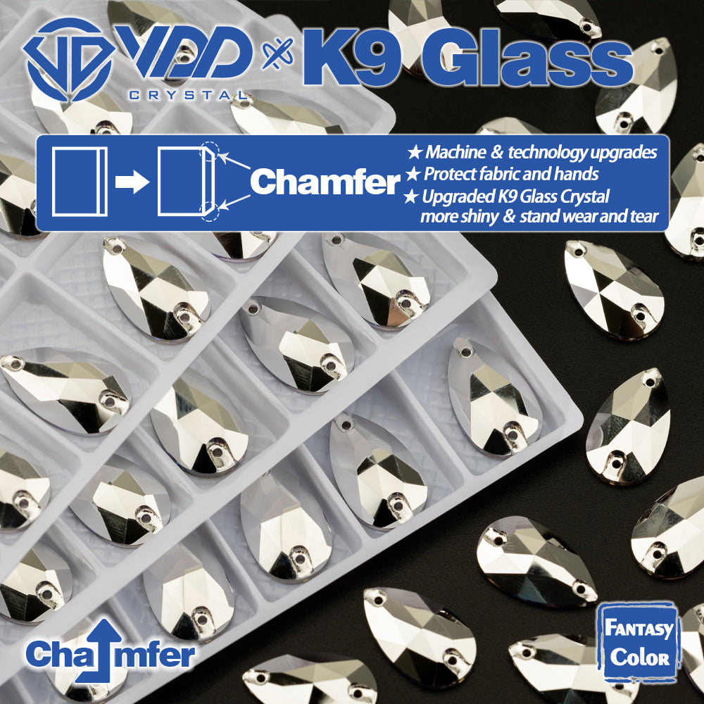 VDD Pear 11x18mm 24Pcs Labrador Color K9 Glass Sew On Rhinestones High Quality AAAAA Crystal Flatback Sewing Strass Stones DB-S267