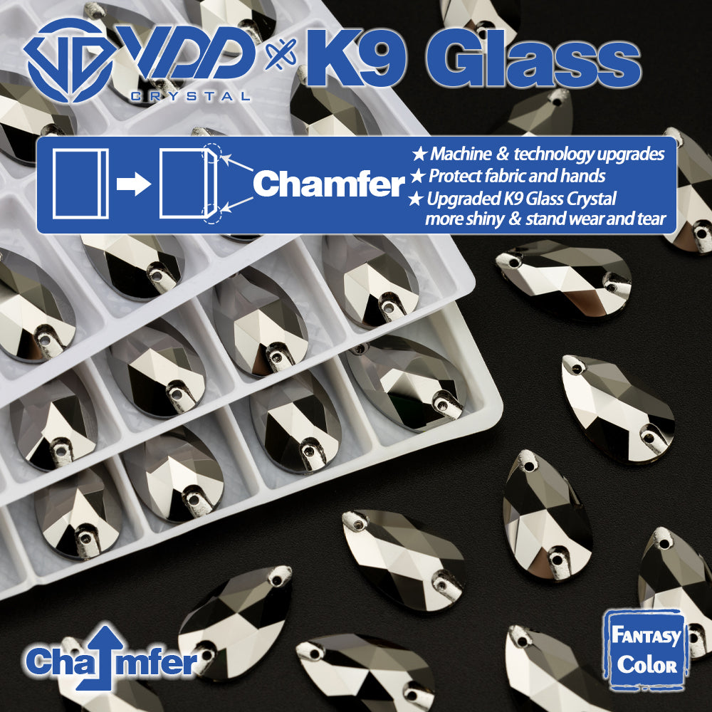 VDD Pear 11x18mm 24Pcs Hematite Color Top Quality K9 Glass Sew on Rhinestone Sewing Crystal Flatback Clothes Decorations
