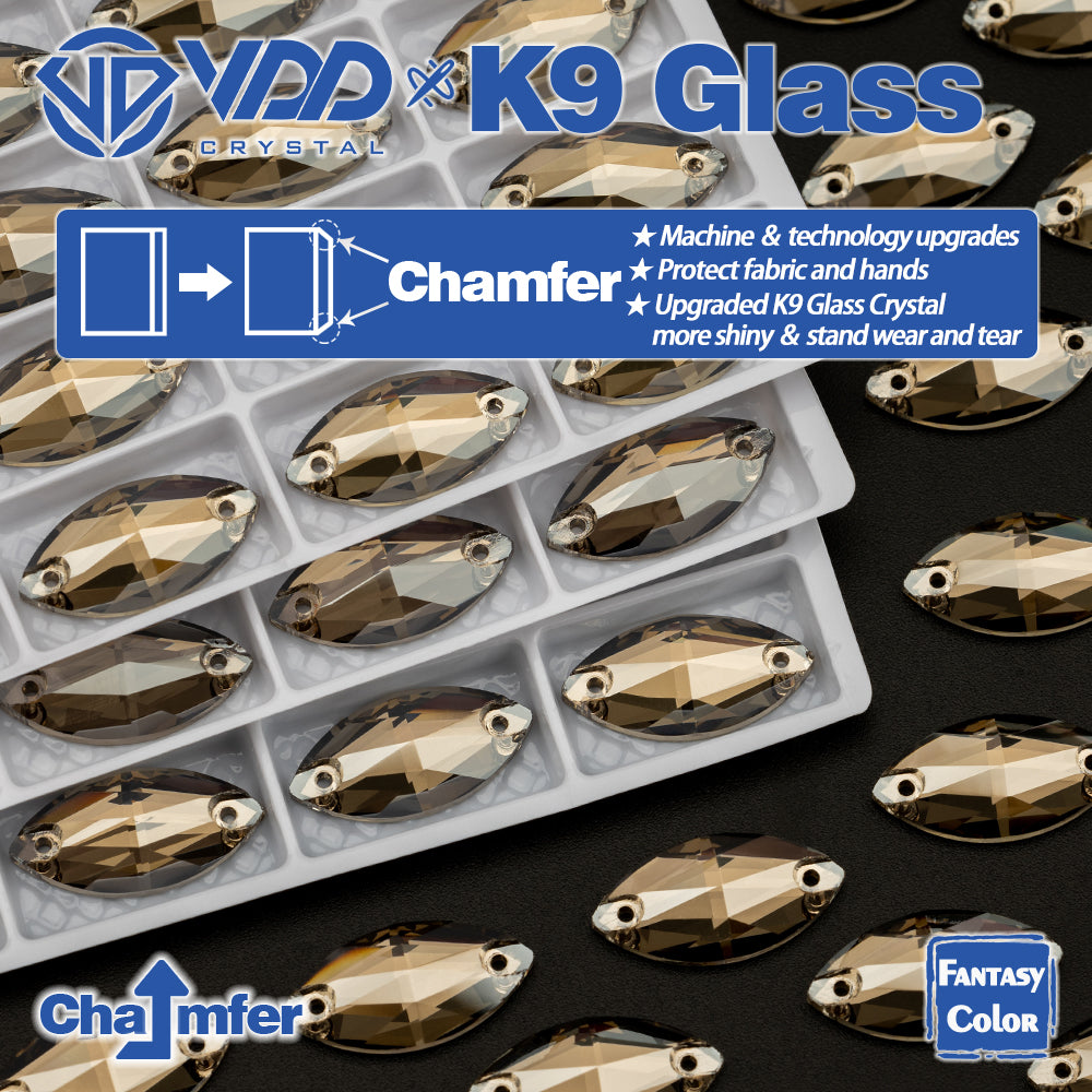 VDD Navette 9x18mm 36Pcs Greige Color Top Quality K9 Glass Sew on Rhinestone Sewing Crystal Flatback Clothes Decorations
