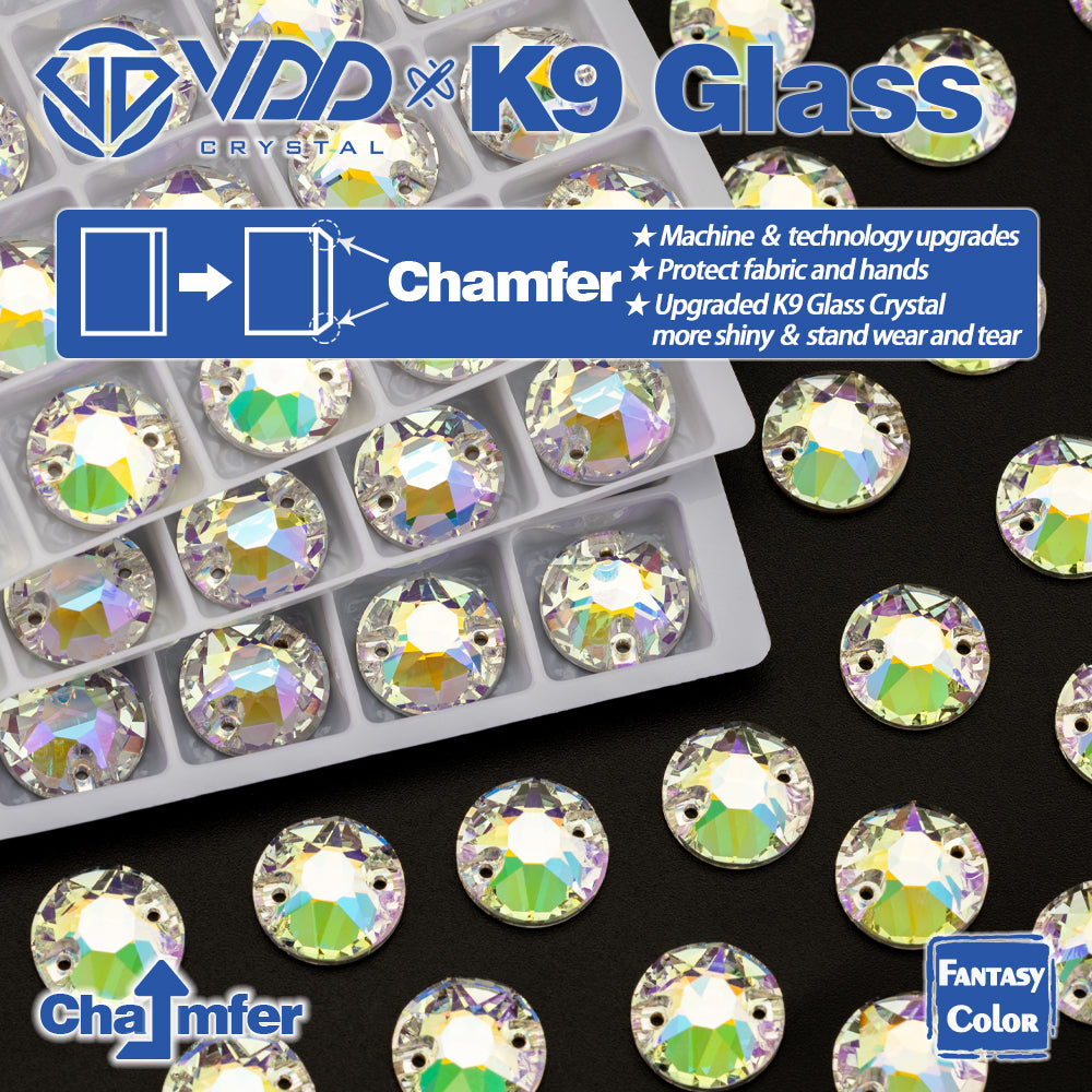 VDD 8B-8S 12mm 40Pcs Luster Mirage  Color Top Quality K9 Glass Sew on Rhinestone Sewing Crystal Flatback Clothes Decorations