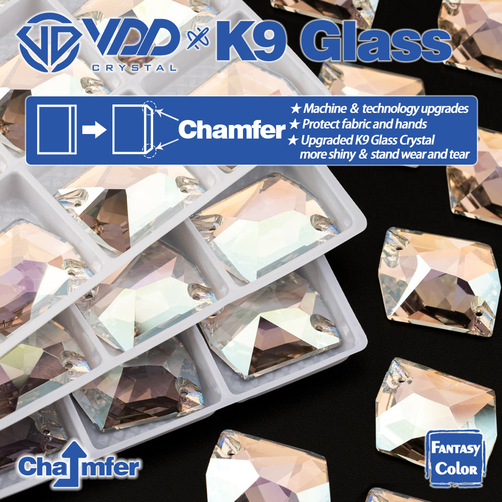 VDD Cosmic 17x21mm 15Pcs Stardust Shimmer Color Top Quality K9 Glass Sew on Rhinestone Sewing Crystal Flatback Garment Decorations