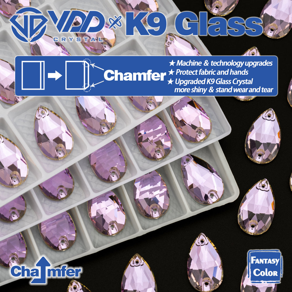 VDD Pear 11x18mm 24Pcs Violet Beam Color Top Quality K9 Glass Sew on Rhinestone Sewing Crystal Flatback Clothes Decorations