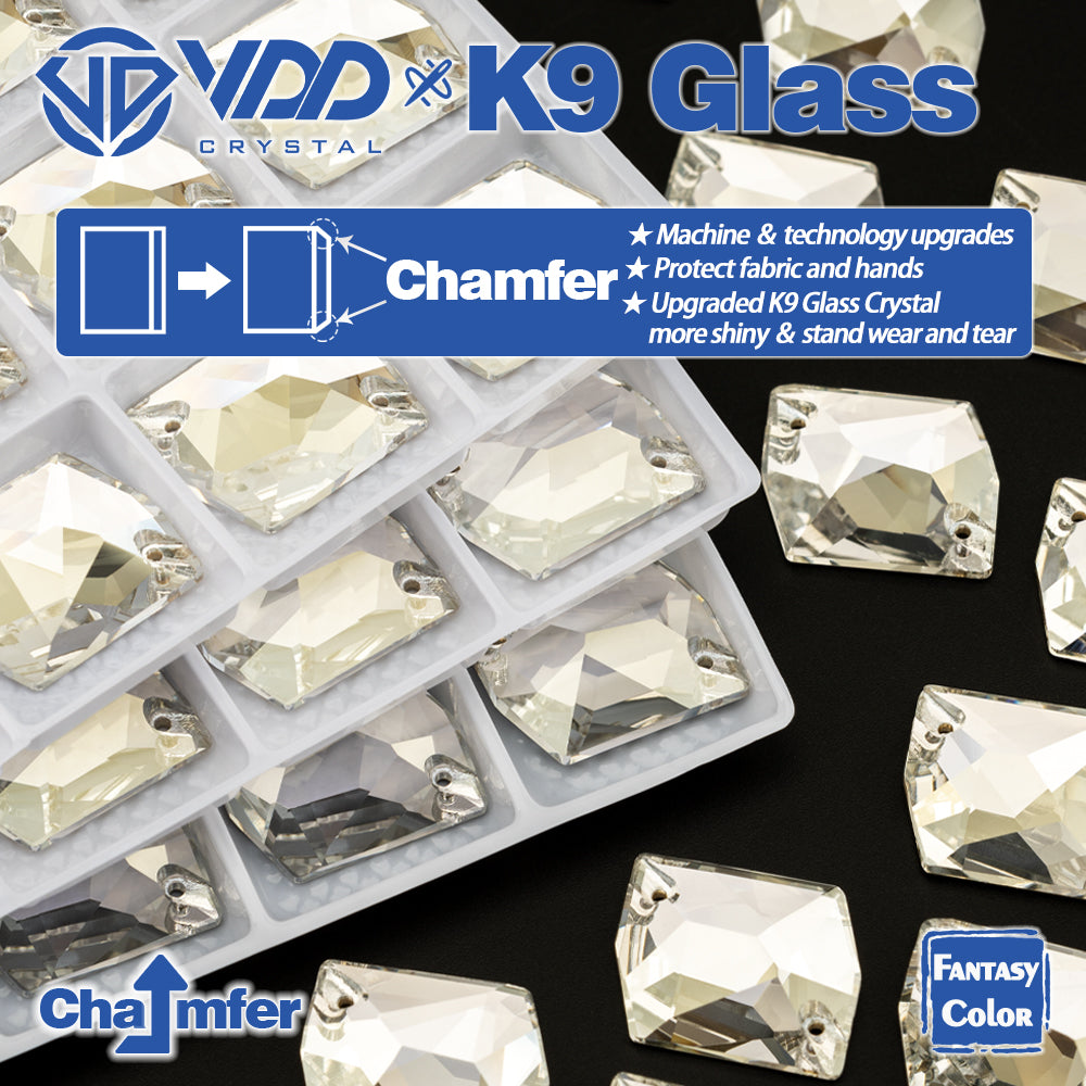 VDD Cosmic 17x21mm 15Pcs Sliver Shadow Color Top Quality K9 Glass Sew on Rhinestone Sewing Crystal Flatback Garment Decorations