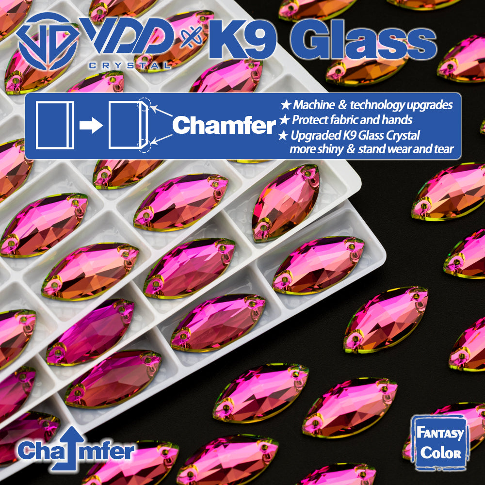VDD Navette 9x18mm 36Pcs Rose Pulse Color Top Quality K9 Glass Sew on Rhinestone Sewing Crystal Flatback Clothes Decorations