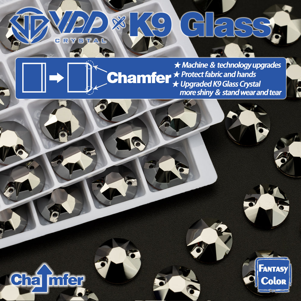 VDD 8B-8S 12mm 40Pcs Hematite Color Top Quality K9 Glass Sew on Rhinestone Sewing Crystal Flatback Clothes Decorations