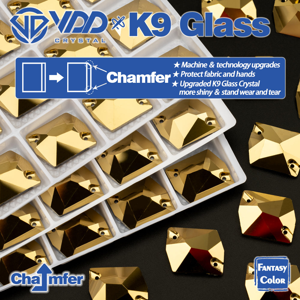 VDD Cosmic 17x21mm 15Pcs Aurum Color K9 Glass Sew On Rhinestones High Quality AAAAA Crystal Flatback Sewing Strass Stones DB-S268