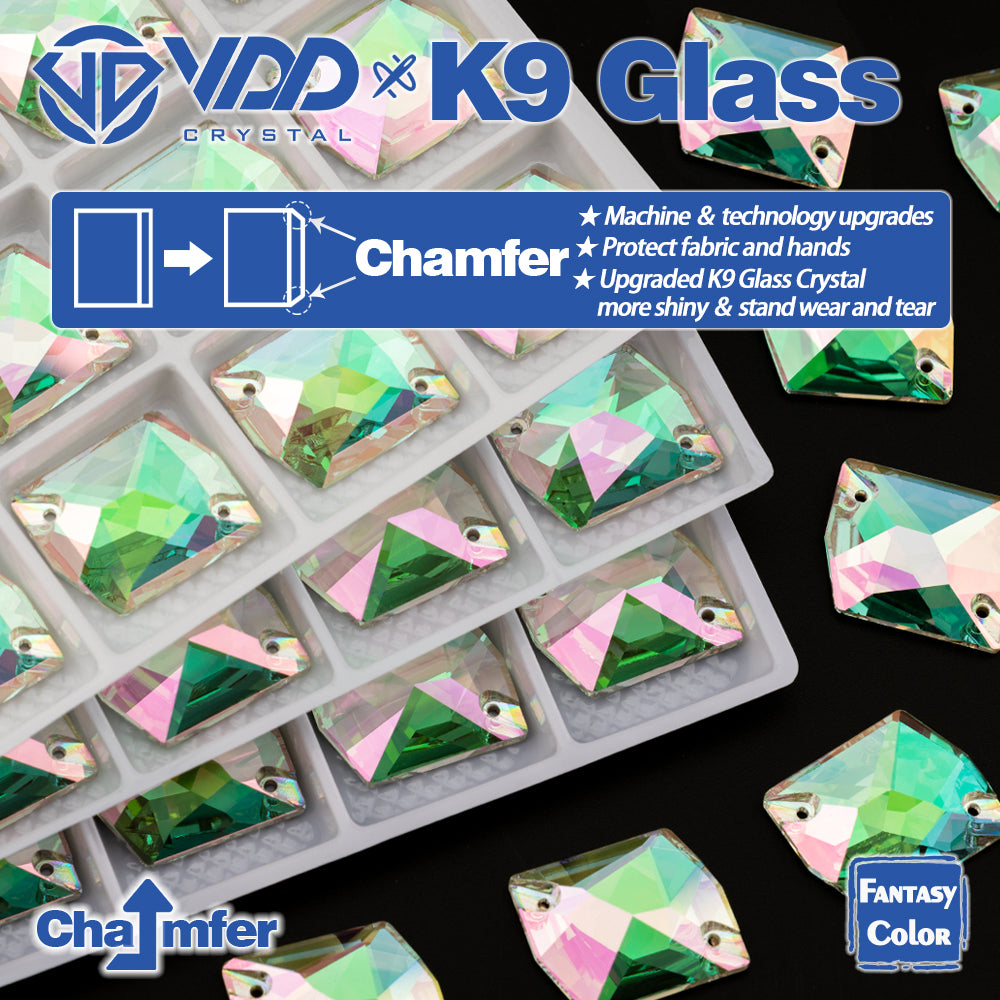 VDD Cosmic 17x21mm 15Pcs Chroma Shimmer Color Top Quality K9 Glass Sew on Rhinestone Sewing Crystal Flatback Garment Decorations