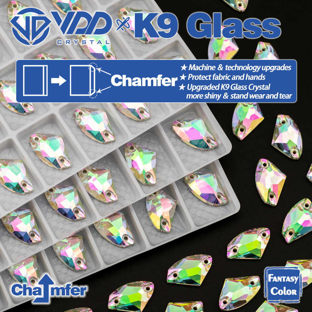 VDD Galactic 9x14mm 36Pcs Chroma Shimmer Top Quality K9 Glass Sew on Rhinestones Crystal Flatback Stones Garment Decorations