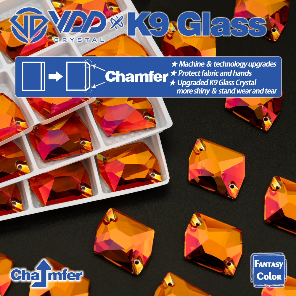 VDD Cosmic 17x21mm 15Pcs Sunset Prism Color Top Quality K9 Glass Sew on Rhinestone Sewing Crystal Flatback Garment Decorations