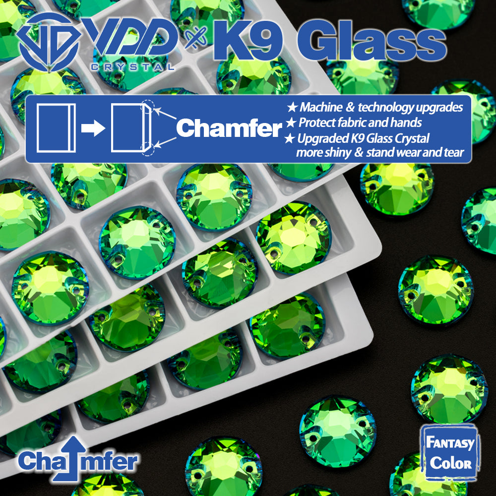 VDD 8B-8S 12mm 40Pcs Luxe Green Color Top Quality K9 Glass Sew on Rhinestone Sewing Crystal Flatback Clothes Decorations