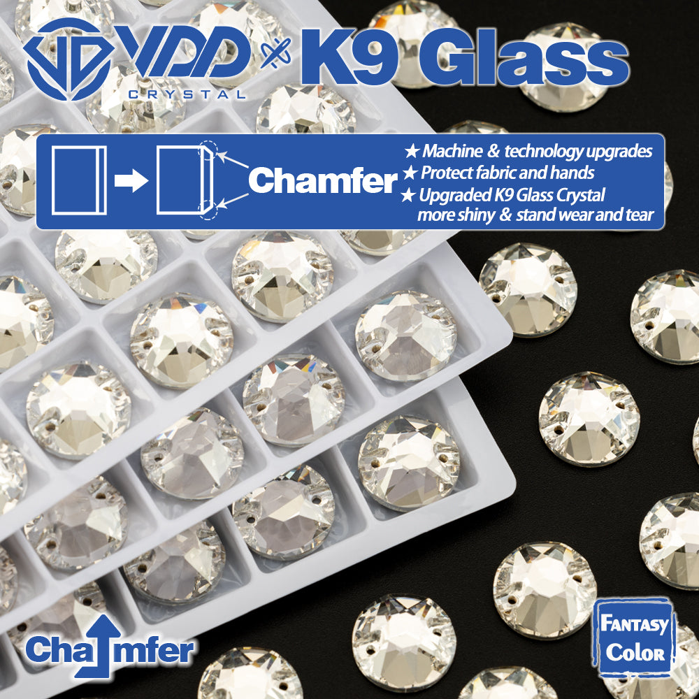 VDD 8B-8S 12mm 40Pcs Sliver Shadow Color Top Quality K9 Glass Sew on Rhinestone Sewing Crystal Flatback Clothes Decorations