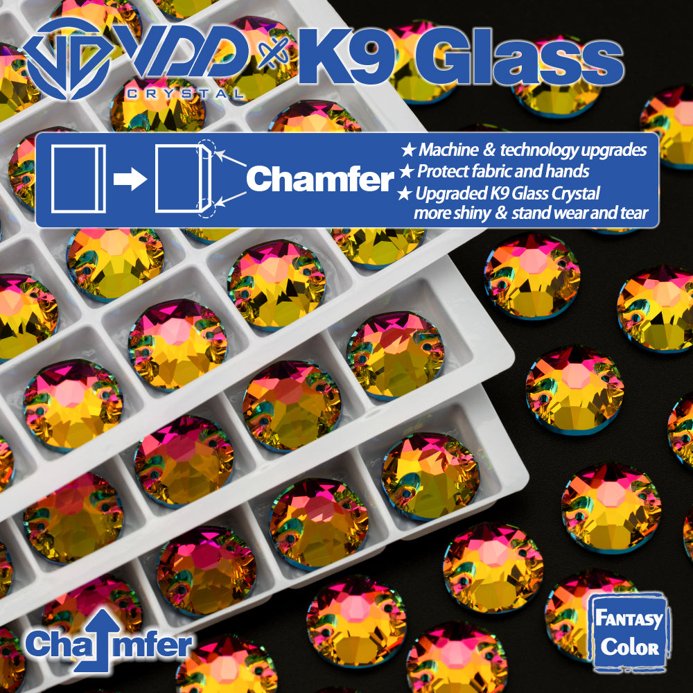 VDD 8B-8S 12mm 40Pcs Vitrail Medium Color Top Quality K9 Glass Sew on Rhinestone Sewing Crystal Flatback Clothes Decorations