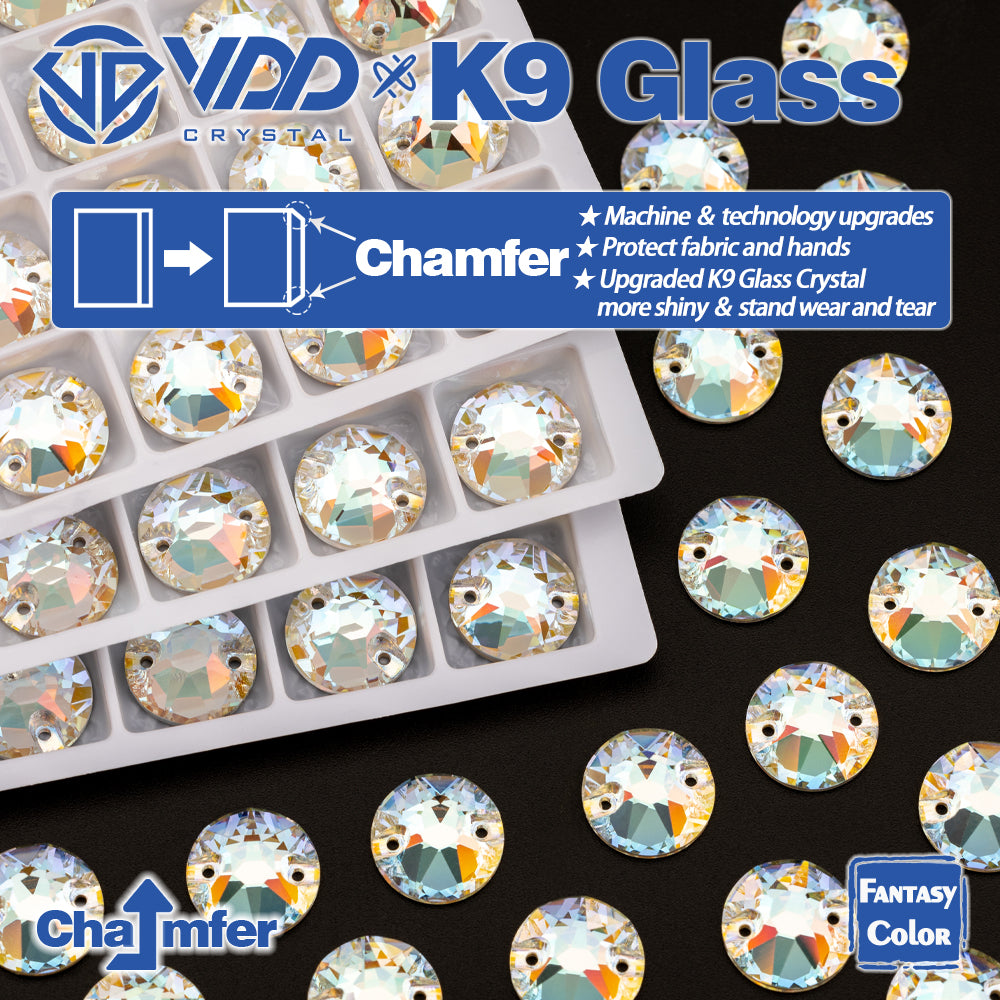 VDD 8B-8S 12mm 40Pcs Aura Mirage  Color Top Quality K9 Glass Sew on Rhinestone Sewing Crystal Flatback Clothes Decorations