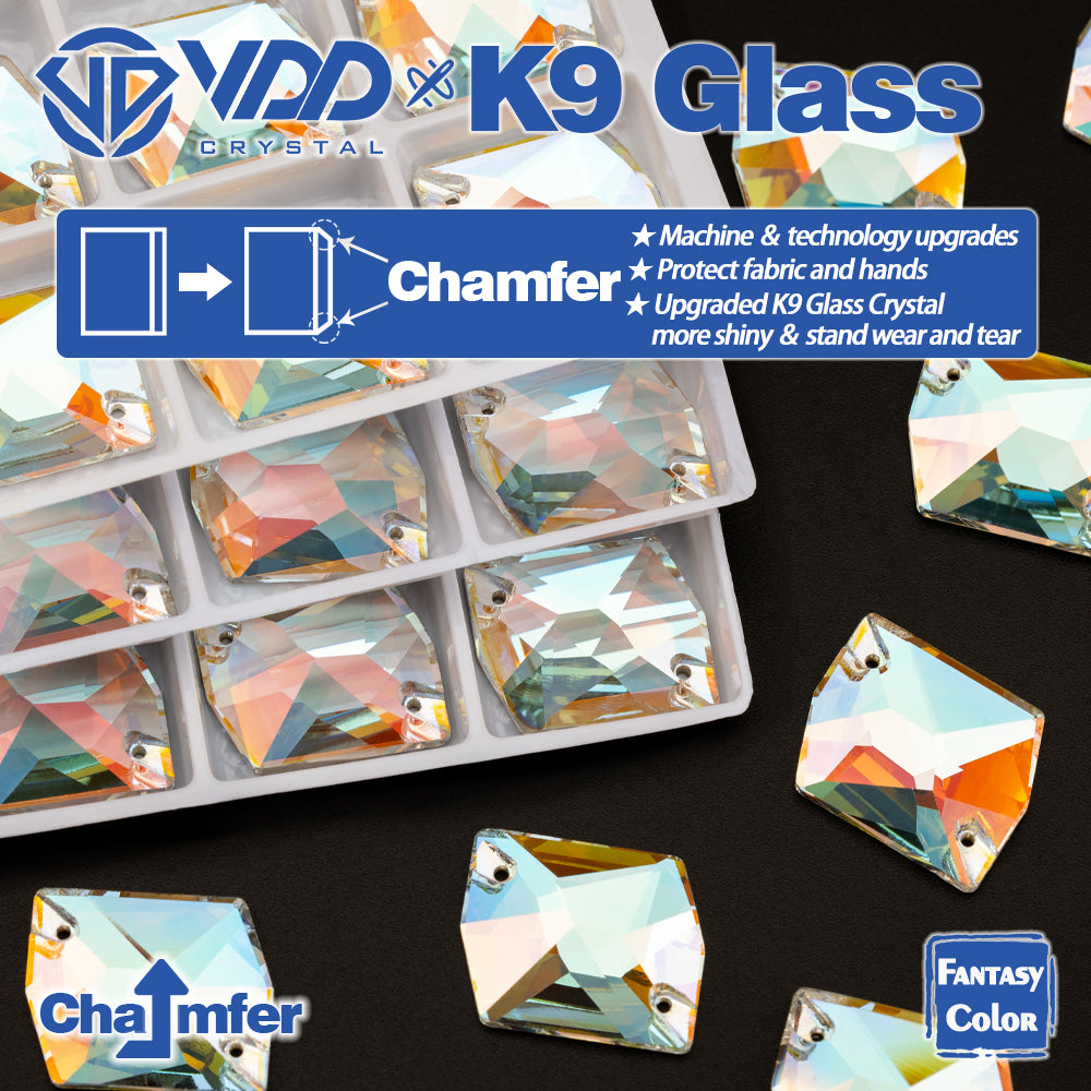 VDD Cosmic 17x21mm 15Pcs Aura Mirage Color Top Quality K9 Glass Sew on Rhinestone Sewing Crystal Flatback Garment Decorations