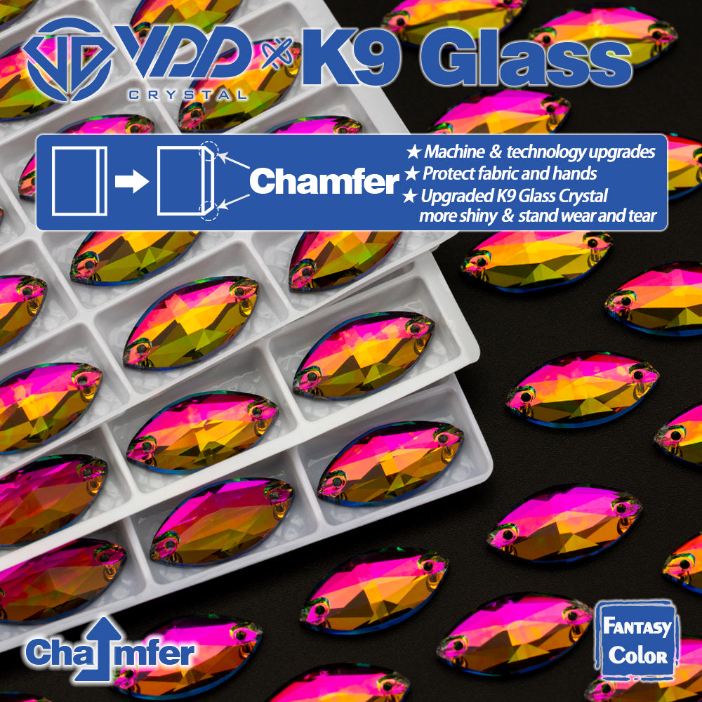 VDD Navette 9x18mm 36Pcs Vitrail Medium Color Top Quality K9 Glass Sew on Rhinestone Sewing Crystal Flatback Clothes Decorations