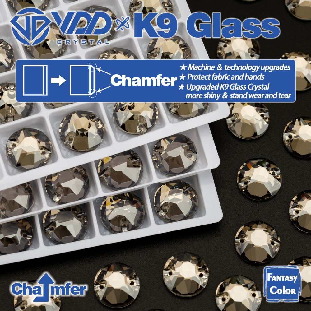 VDD 8B-8S 12mm 40Pcs Greige Color Top Quality K9 Glass Sew on Rhinestone Sewing Crystal Flatback Clothes Decorations