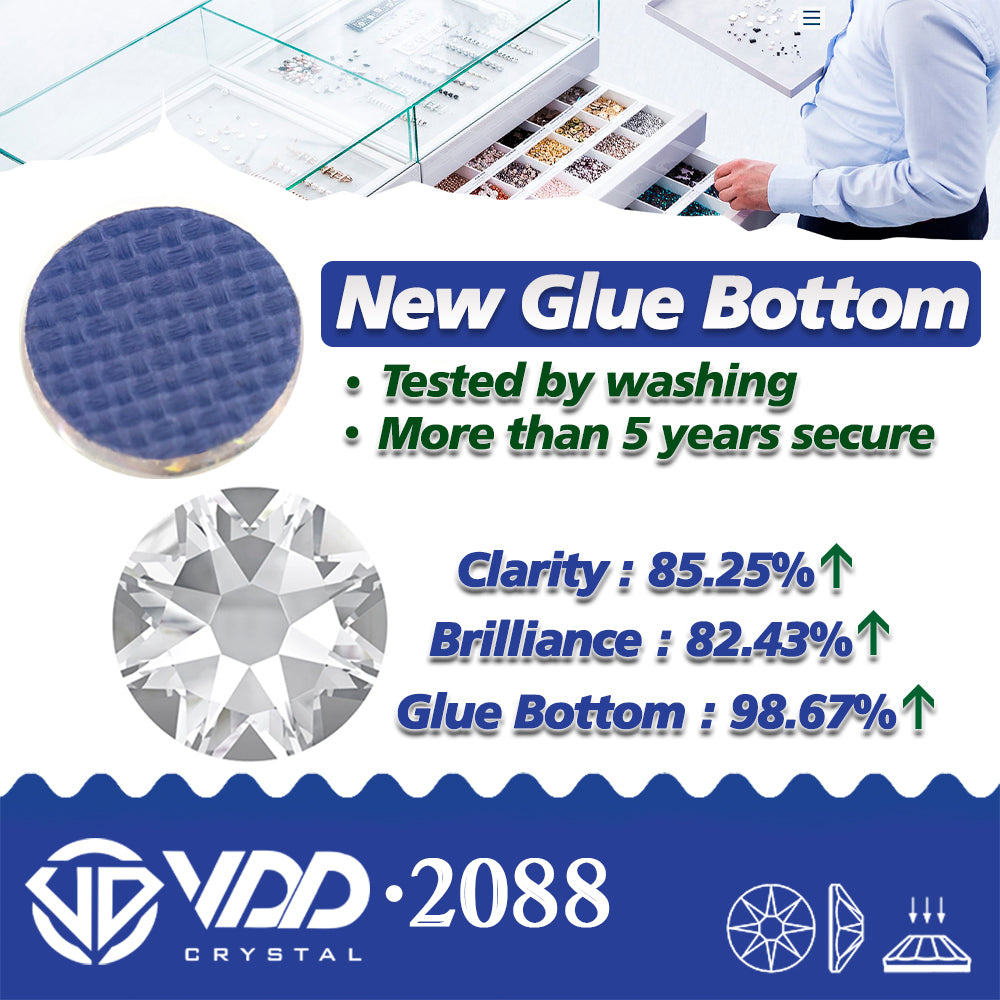VDD 044 White Opal SS16-SS30 High Quality Hot-Fix Glass 2088 Rhinestones Crystal Flatback 8 Big 8 Small DIY Clothes Decoration