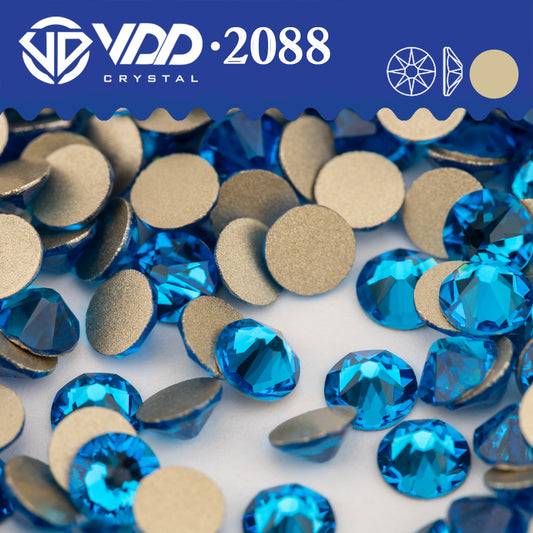 VDD 029 Capri Blue 2088 Non-hotfix Rhinestones High Quality AAAAA 8 Big 8 Small Glass Crystal Flatback Strass Stones BD888-029