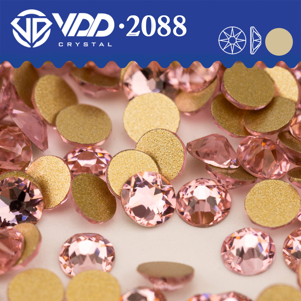VDD 040 Light Rose 2088 Non-hotfix Rhinestones High Quality AAAAA 8 Big 8 Small Glass Crystal Flatback Strass Stones BD888-040