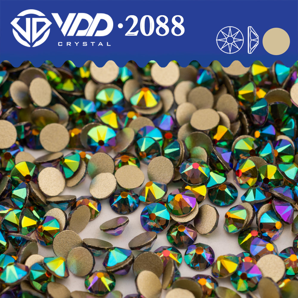 VDD 174 Metal Fancy Green 2088 Non-hotfix Rhinestones High Quality AAAAA 8 Big 8 Small Glass Crystal Flatback Strass Stones BD888-174