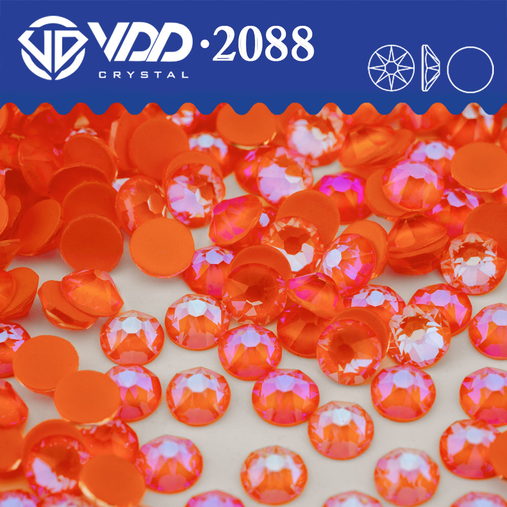 VDD 364 NOS-Oranger 2088 Non-hotfix Rhinestones High Quality AAAAA 8 Big 8 Small Glass Crystal Flatback Strass Stones BD888-364