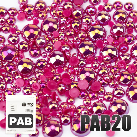 VDD PAB20 Bulk Wholesale 2.5-10mm Color AB Macaroon ABS Imitation Pearl Half Round Flatback Plastic Bead DIY Nail Art Craft Decoration