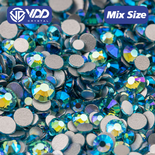 VDD 075 Aquamarine AB Mix Size SS6-SS20 High Quality Glass Rhinestones Crystal Flatback Glitter Stones Nail Art DIY Crafts Decorations