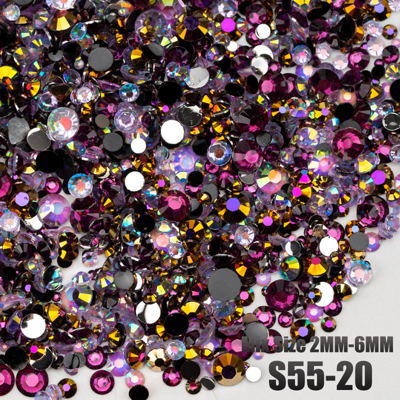 VDD S55-20 Mix Size 2-6mm Resin Rhinestone Crystal Flatback Plastic Flatback Stones SHUZHI