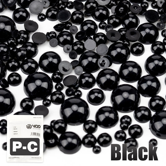 VDD Black Bulk Wholesale 2.5-10mm Multicolor ABS Imitation Pearls Half Round Plastic Flat Back Beads For DIY Craft Nail Art Decoration