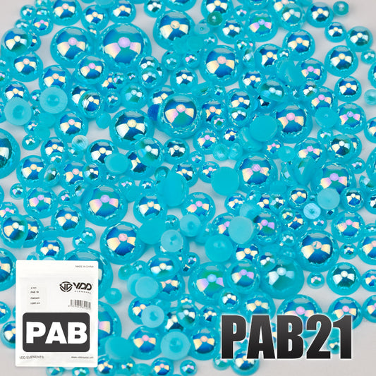 VDD PAB21 Bulk Wholesale 2.5-10mm Color AB Macaroon ABS Imitation Pearl Half Round Flatback Plastic Bead DIY Nail Art Craft Decoration