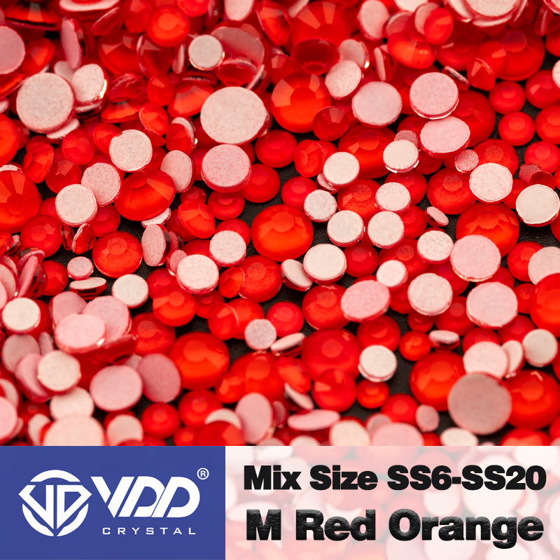 VDD 287 M Red Orange Mix Size SS6-SS20 Non-hotfix Rhinestones High Quality Glass Crystal Flatback Strass Stones KKmix-K170