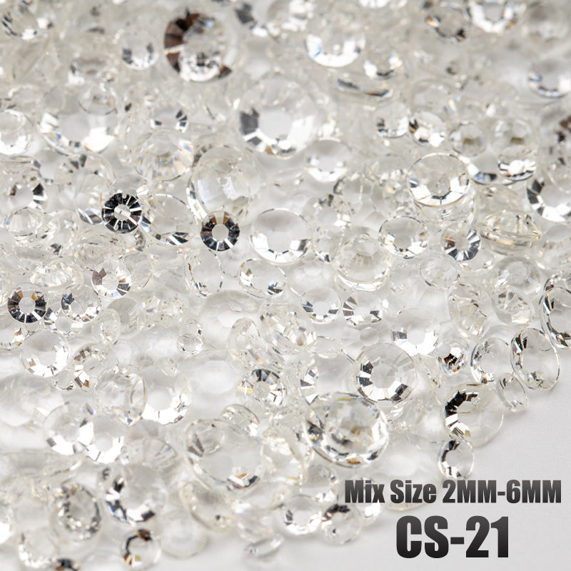 VDD CS-21 Mix Size 2-6mm Resin Rhinestone Crystal Flatback Plastic Flatback Stones SHUZHI