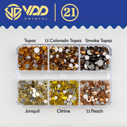 VDD  DC-021 SS6-SS20 Mix Size 6 Grid Box Glass Rhinestones Crystal Flatback Glitter Stones For Nail Art Accessorie DIY Crafts Decoration
