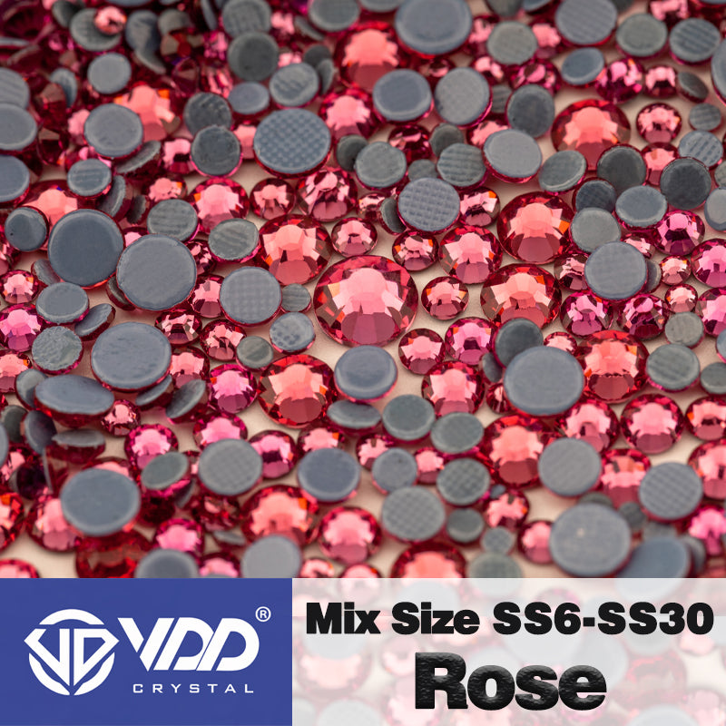 VDD 041 Rose Wholesale SS6-SS30 Hotfix Mix Size Glass Rhinestone Crystal Flat Back High Quality Strass Stones For DIY Clothes Accessories