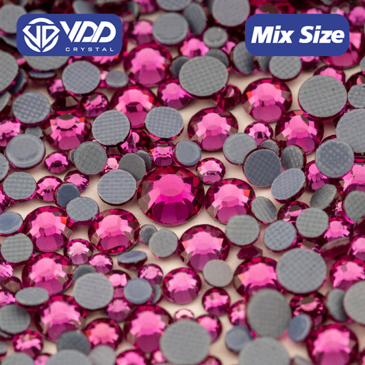 VDD 042 Fuchsia Wholesale SS6-SS30 Hotfix Mix Size Glass Rhinestone Crystal Flat Back High Quality Strass Stones For DIY Clothes Accessories