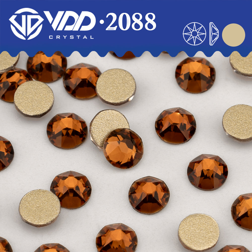 VDD 229 Smoky Amber 2088 Non-hotfix Rhinestones High Quality AAAAA 8 Big 8 Small Glass Crystal Flatback Strass Stones BD888-229
