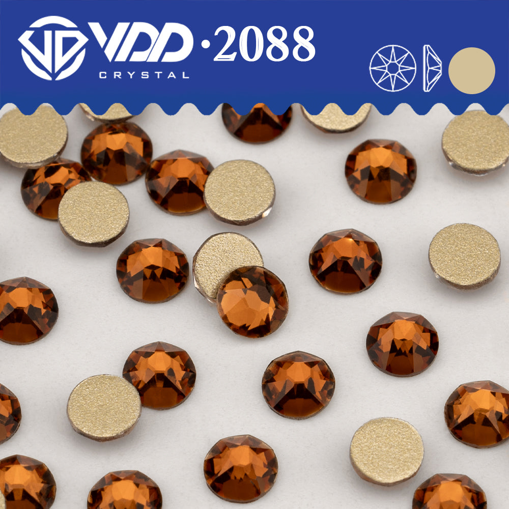 VDD 229 Smoky Amber 2088 Non-hotfix Rhinestones High Quality AAAAA 8 Big 8 Small Glass Crystal Flatback Strass Stones BD888-229
