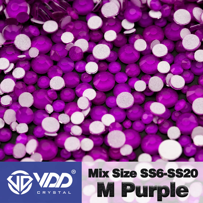 VDD 288 M Purple Mix Size SS6-SS20 Non-hotfix Rhinestones High Quality Glass Crystal Flatback Strass Stones KKmix-K171