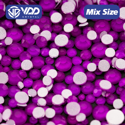 VDD 288 M Purple Wholesale New Neon Color Mix Size SS6-SS20 Glass Rhinestones Crystal High Quality Flatback Stones DIY Nail Art Decorations