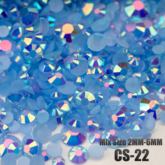 VDD CS-22 30/100g Mix Size 2-6mm Resin Rhinestone Crystal Color AB Flatback Plastic Bulk Wholesale For DIY Nail Art Crafts Decorations