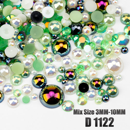 VDD D1122 New 30/60/200g Mix Size 3mm-10mm Half Round Pearls Resin Rhinestone Flatback Color Beads For Nail Art DIY Crafts Decorations
