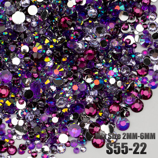 VDD S55-22 30g/100g Mix Size 2-6mm Resin Rhinestones Crystals Non Hot Fix Color AB Flat Back Stones For DIY Crafts Nail Art Decorations