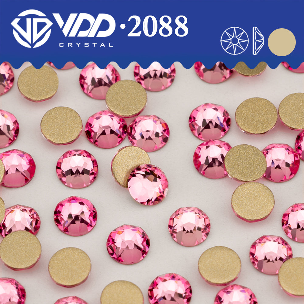 VDD 233 Peony Pink  2088 Non-hotfix Rhinestones High Quality AAAAA 8 Big 8 Small Glass Crystal Flatback Strass Stones BD888-233