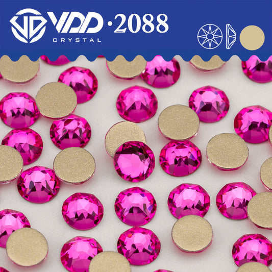 VDD 234 Cerise Rose 2088 Non-hotfix Rhinestones High Quality AAAAA 8 Big 8 Small Glass Crystal Flatback Strass Stones BD888-234