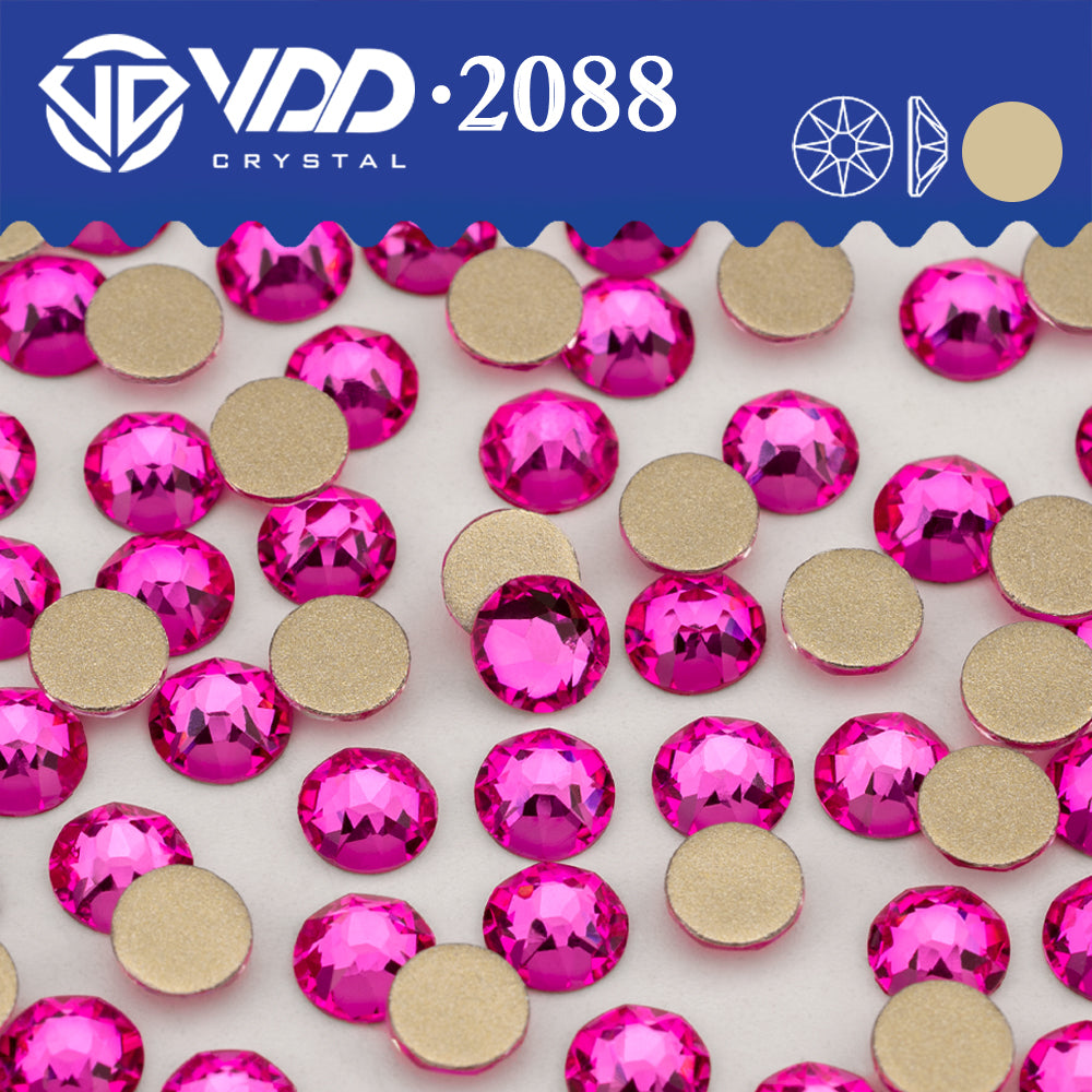 VDD 234 Cerise Rose 2088 Non-hotfix Rhinestones High Quality AAAAA 8 Big 8 Small Glass Crystal Flatback Strass Stones BD888-234