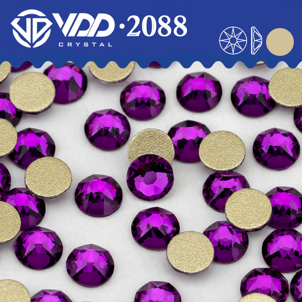 VDD 235 Plum Purple 2088 Non-hotfix Rhinestones High Quality AAAAA 8 Big 8 Small Glass Crystal Flatback Strass Stones BD888-235