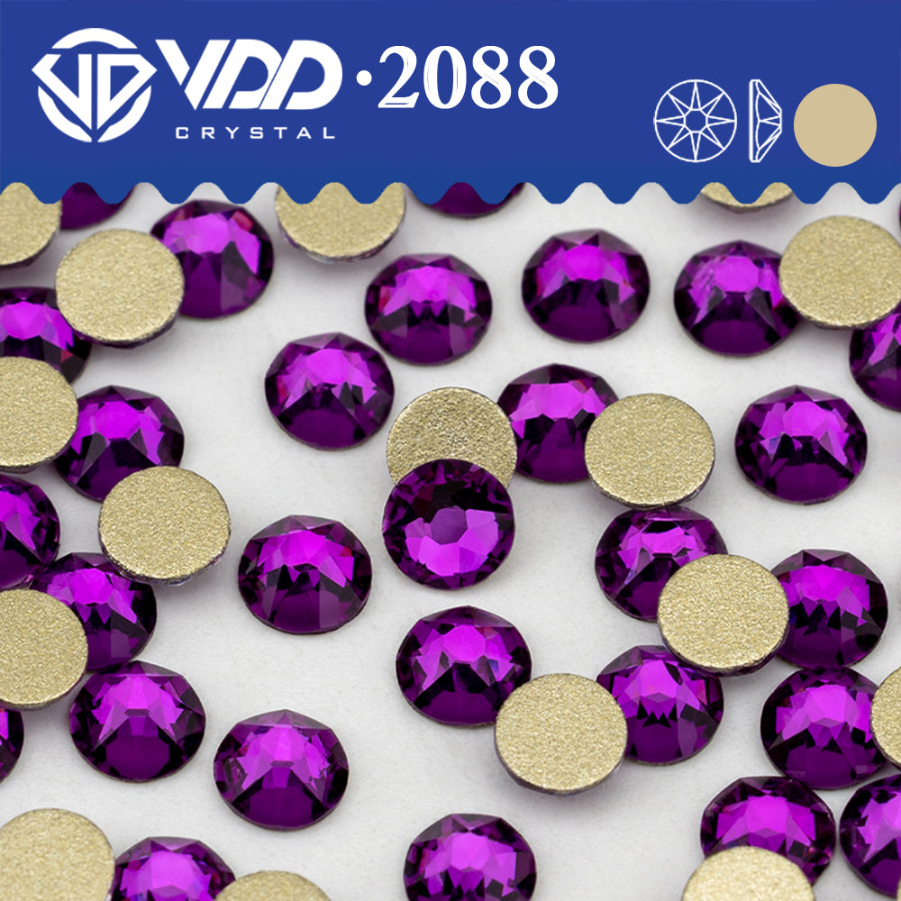 VDD 235 Plum Purple 2088 Non-hotfix Rhinestones High Quality AAAAA 8 Big 8 Small Glass Crystal Flatback Strass Stones BD888-235