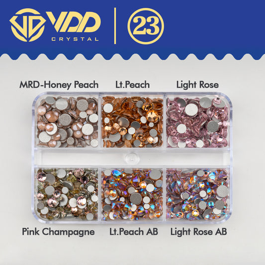 VDD  DC-023  SS6-SS20 Mix Size 6 Grid Box Glass Rhinestones Crystal Flatback Glitter Stones For Nail Art Accessorie DIY Crafts Decoration